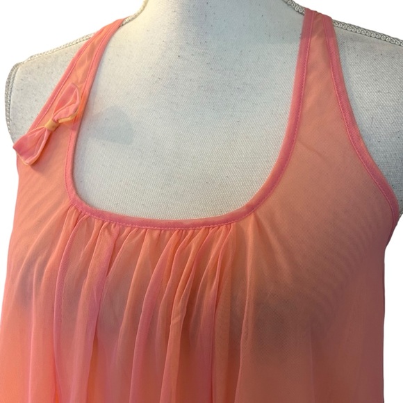 Betsey Johnson Semi Sheer Layered Baby Doll Nightie Women’s SZ Small Pink Orange - Picture 2 of 7